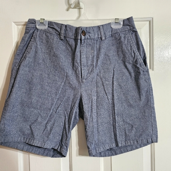 Old Navy Flat Front 8" Shorts Size 33 Blue Textured 5 Pockets Ultimate Slim - Picture 2 of 6